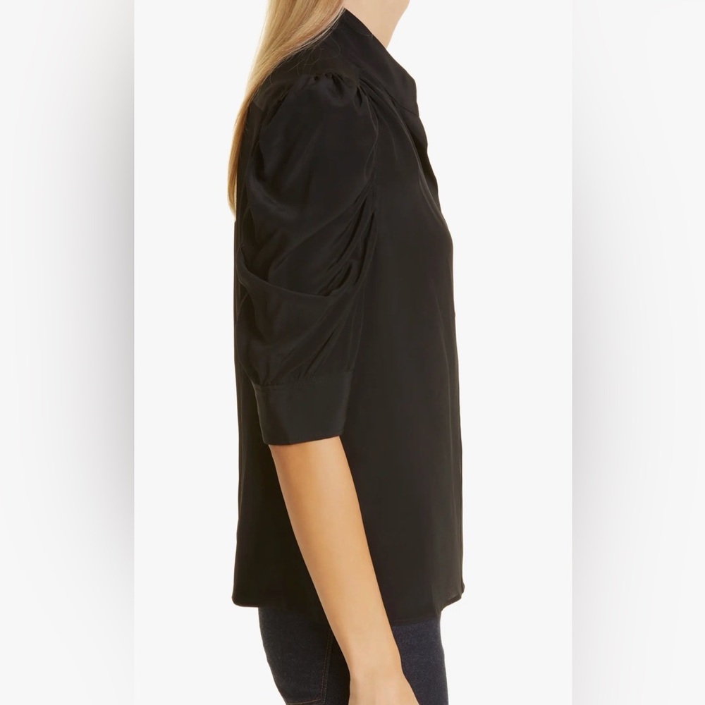 FRAME Woman’s Gillian Puff Sleeve Silk Blouse. Size L. 100% silk - Picture 7 of 16